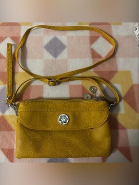 Yellow Leather Crossbody Clutch-Angel Kiss-EUC